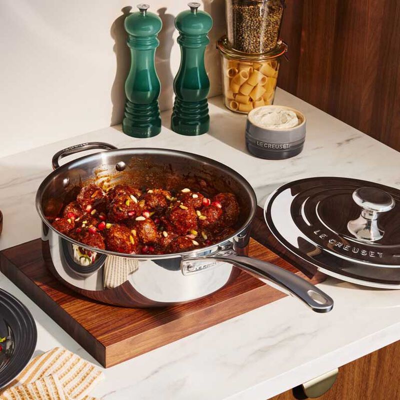 Le Creuset Signature Stainless Steel Saut&eacute; Pan with Lid and Helper Handle image number 1